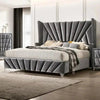 Umrao Premium Upholstered Bed in Suede - Oak Inside