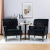 Umrao Tufted Luxury Accent Chair In Suede - Pack Of 2 - Oak Inside