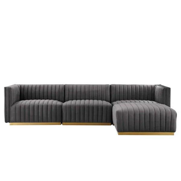 Unline Luxury Sectional Sofa in Suede - Oak Inside