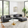 Unline Luxury Sectional Sofa in Suede - Oak Inside