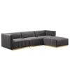 Unline Luxury Sectional Sofa in Suede - Oak Inside