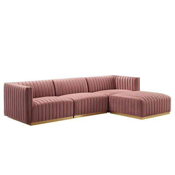 Unline Luxury Sectional Sofa in Suede - Oak Inside