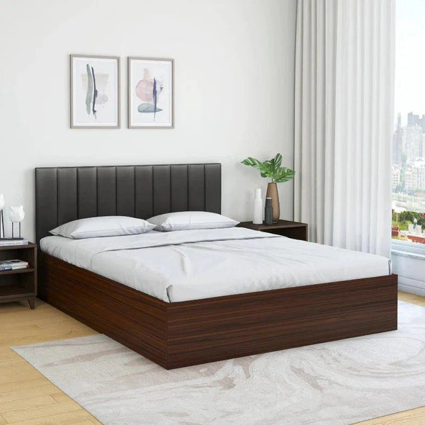 Unline Wood Luxury Upholstered Bed in Leatherette - Oak Inside