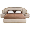 Vivo Premium Upholstered Bed With Side Tables in Suede - Oak Inside