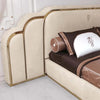 Vivo Premium Upholstered Bed With Side Tables in Suede - Oak Inside