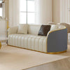 Western Luxury Sofa Set in Leatherette - Oak Inside