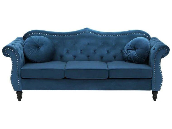 Wills Luxury Chesterfield Sofa Set in Suede - Oak Inside