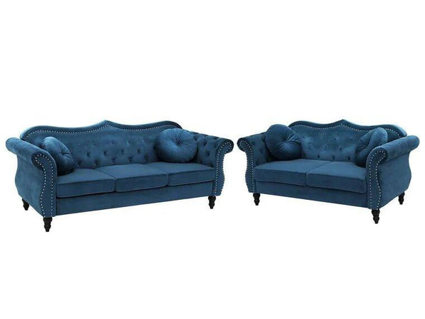 Wills Luxury Chesterfield Sofa Set in Suede - Oak Inside