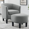 Yollo Luxury Accent Chair With Stool In Suede - Oak Inside