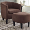 Yollo Luxury Accent Chair With Stool In Suede - Oak Inside