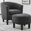 Yollo Luxury Accent Chair With Stool In Suede - Oak Inside