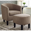 Yollo Luxury Accent Chair With Stool In Suede - Oak Inside