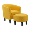 Yollo Luxury Accent Chair With Stool In Suede - Oak Inside