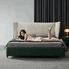 Yollo Luxury Upholstered Bed in Leatherette - Oak Inside