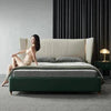 Yollo Luxury Upholstered Bed in Leatherette - Oak Inside