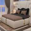 Zig Zag Premium Upholstered Bed With Side Tables in Suede - Oak Inside