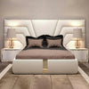 Zig Zag Premium Upholstered Bed With Side Tables in Suede - Oak Inside